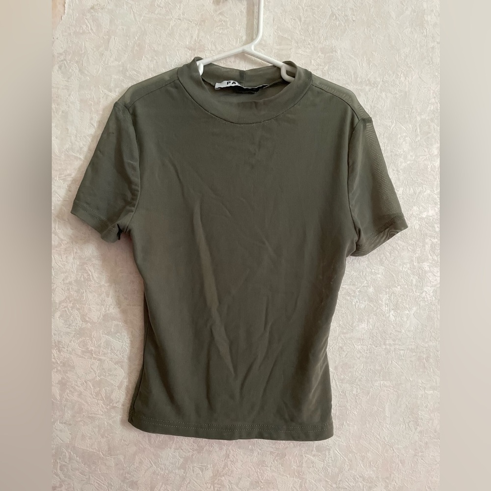 Paxton women's small short sleeve green sheer top